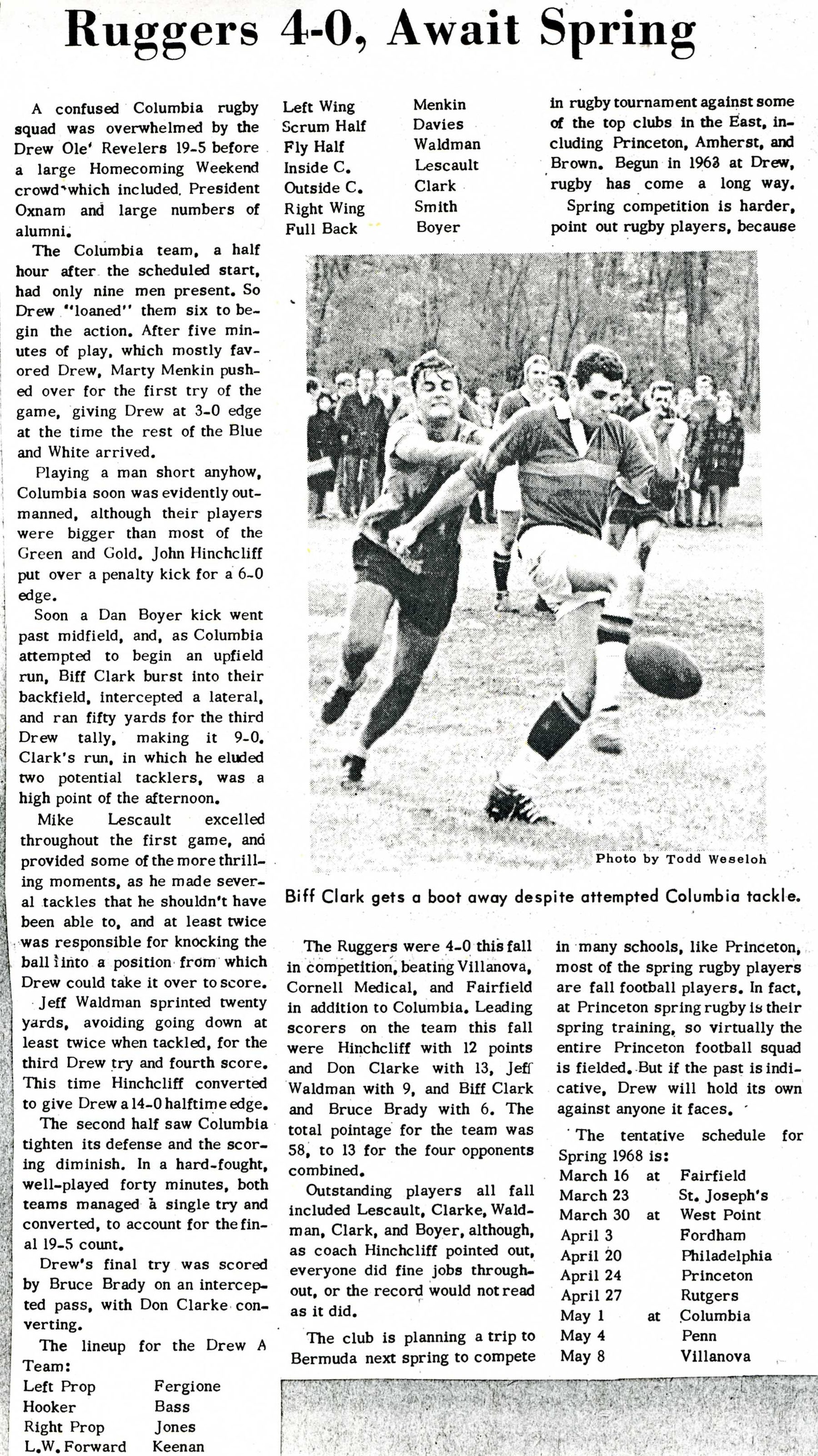 Drew RFC, 1960s