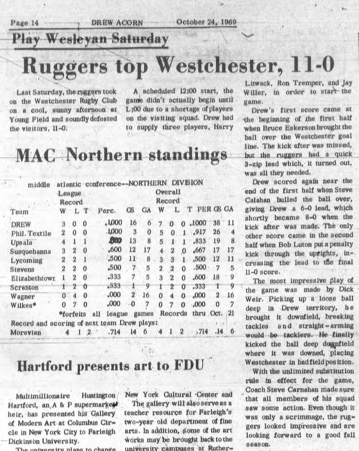 Drew RFC, 1960s