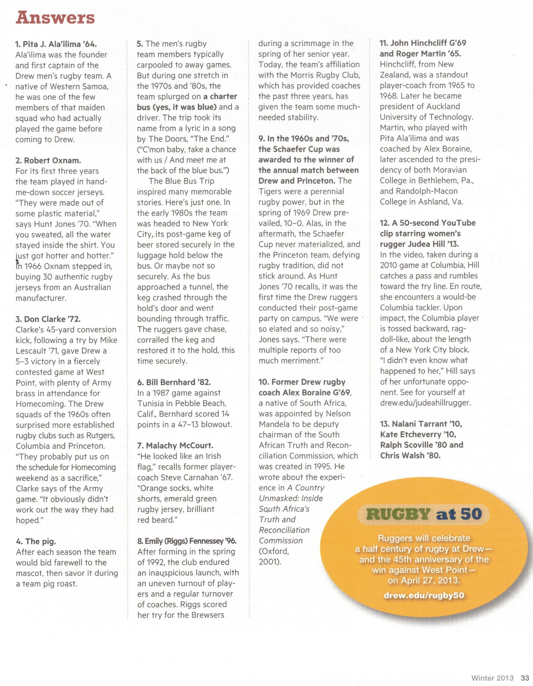 Drew Magazine, Winter 2013 — 50th Anniversary feature